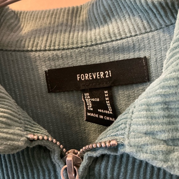 Forever 21 Aqua Corduroy Zip-Up Jacket - Picture 3 of 3
